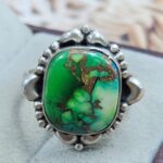 Peacock Dahlia Turquoise Size US 10 925 Sterling Matt Finish Ring (RS45-30)
