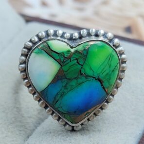 Peacock Dahlia Turquoise Size US 7 925 Sterling Matt Finish Ring (RS45-36)