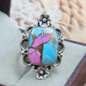 Cotton Candy Turquoise Size US 8 925 Sterling Matt Finish Ring (RS45-44)