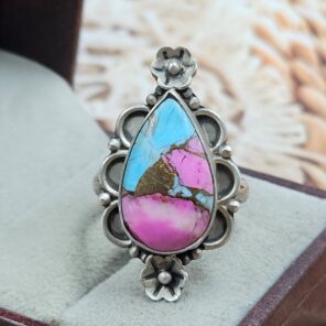 Cotton Candy Turquoise Size US 9 925 Sterling Matt Finish Ring (RS45-45)