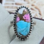 Cotton Candy Turquoise Size US 8 925 Sterling Matt Finish Ring (RS45-42)