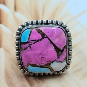 Cotton Candy Turquoise Size US 6 925 Sterling Matt Finish Ring (RS45-39)