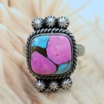 Cotton Candy Turquoise Size US 8 925 Sterling Matt Finish Ring (RS45-43)
