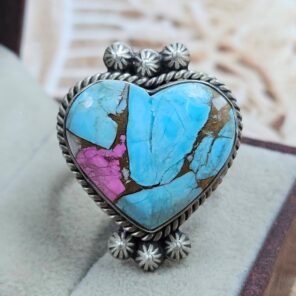 Cotton Candy Turquoise Size US 10 925 Sterling Matt Finish Ring (RS45-48)