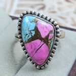 Cotton Candy Turquoise Size US 10 925 Sterling Matt Finish Ring (RS45-48)
