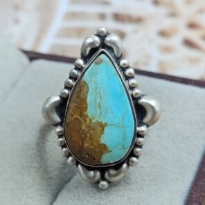 Mine 8 Turquoise Size US 6 925 Sterling Matt Finish Ring (RS45-73)