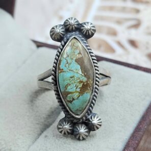 Mine 8 Turquoise Size US 6 925 Sterling Matt Finish Ring (RS45-74)