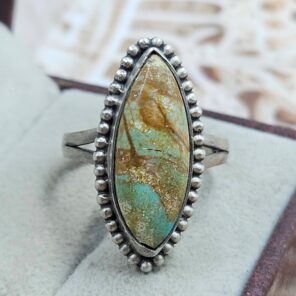 Mine 8 Turquoise Size US 9 925 Sterling Matt Finish Ring (RS45-58)