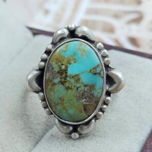 Mine 8 Turquoise Size US 8 925 Sterling Matt Finish Ring (RS45-65)