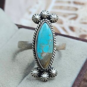 Mine 8 Turquoise Size US 9 925 Sterling Matt Finish Ring (RS45-60)