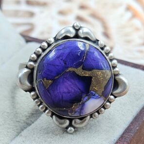 Purple Rose Dahlia Turquoise Size US 11 925 Sterling Matt Finish Ring (RS45-90)