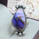 Purple Rose Dahlia Turquoise Size US 6 925 Sterling Matt Finish Ring (RS45-77)
