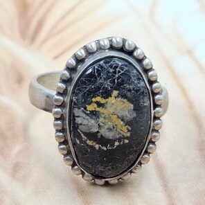 Black Jack Turquoise Size US 7 925 Sterling Matt Finish Ring (RS45-106)
