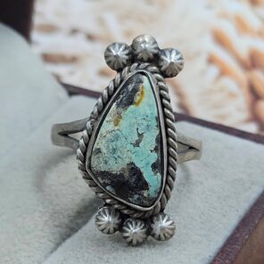 Black Jack Turquoise Size US 10 925 Sterling Matt Finish Ring (RS45-95)