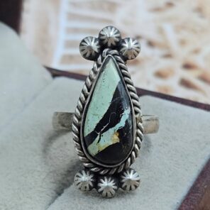 Black Jack Turquoise Size US 7 925 Sterling Matt Finish Ring (RS45-103)