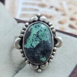 Black Jack Turquoise Size US 8 925 Sterling Matt Finish Ring (RS45-100)