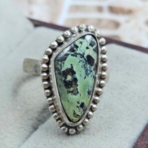 Black Jack Turquoise Size US 6 925 Sterling Matt Finish Ring (RS45-105)