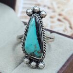 Black Jack Turquoise Size US 9 925 Sterling Matt Finish Ring (RS45-98)