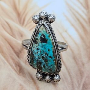 Black Jack Turquoise Size US 11 925 Sterling Matt Finish Ring (RS45-93)