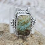 Mine 8 Turquoise Matt Finish Size US 7 925 Sterling Silver Ring (REXT80-30)
