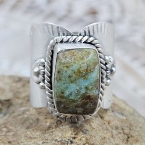 Mine 8 Turquoise Matt Finish Size US 7 925 Sterling Silver Ring (REXT80-30)
