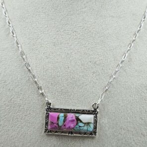 Cotton Candy Turquoise 925 Sterling Silver Necklace (REXT129-3)