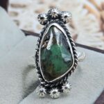 Black Jack Turquoise Size US 7 925 Sterling Silver Ring (RS67-243)