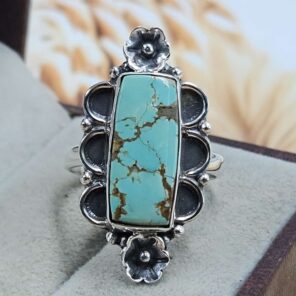 Mine 8 Turquoise Size US 9 925 Sterling Silver Ring (RS67-274)