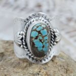 Mine 8 Turquoise Matt Finish Size US 8 925 Sterling Silver Ring (REXT80-31)