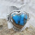 Pink Dahlia Turquoise Matt Finish Size US 7 925 Sterling Silver Ring (REXT80-47)