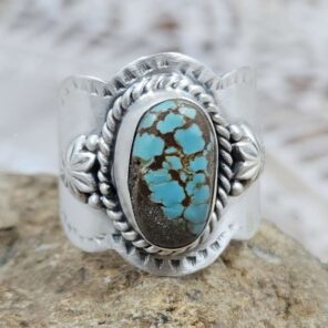 Mine 8 Turquoise Matt Finish Size US 8 925 Sterling Silver Ring (REXT80-31)