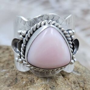 Pink Queen Conch Matt Finish Size US 7 925 Sterling Silver Ring (REXT80-59)