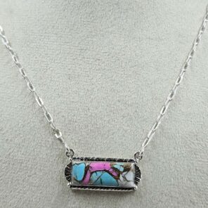 Cotton Candy Turquoise 925 Sterling Silver Necklace (REXT129-4)