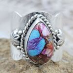 Pink Dahlia Turquoise Matt Finish Size US 7 925 Sterling Silver Ring (REXT80-48)