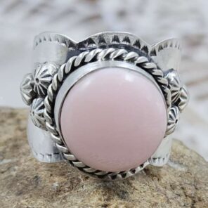 Pink Queen Conch Matt Finish Size US 7 925 Sterling Silver Ring (REXT80-60)