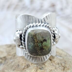 Black Jack Turquoise Matt Finish Size US 6 925 Sterling Silver Ring (REXT80-32)