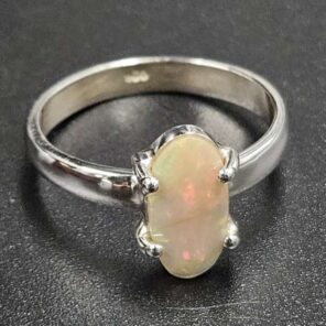Ethiopian Opal Carved 925 Sterling Silver Ring (REXT80-82)