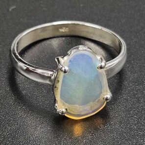 Ethiopian Opal Rose Cut 925 Sterling Silver Ring (REXT80-91)