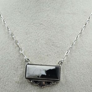 White Buffalo Turquoise 925 Sterling Silver Necklace (REXT129-6)