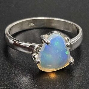 Ethiopian Opal Rose Cut 925 Sterling Silver Ring (REXT80-92)