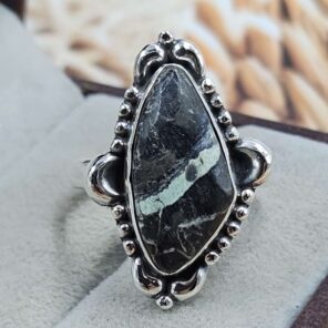 Black Jack Turquoise Size US 9 925 Sterling Silver Ring (RS67-246)