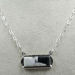 White Buffalo Turquoise 925 Sterling Silver Necklace (REXT129-7)