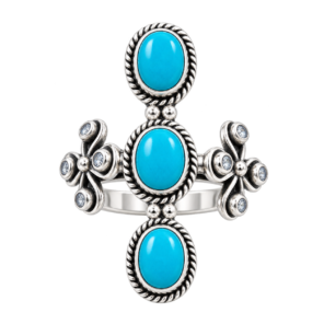 Kingman Turquoise & Blue Topaz 925 Sterling Silver Ring (RS34-255)