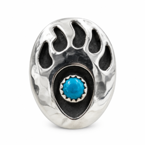 Kingman Turquoise Southwest Paw 925 Sterling Silver Ring (RS33-99)