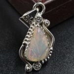 Ethiopian Opal Carved 925 Sterling Silver Pendant (REXT80-70)