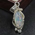 Ethiopian Opal Carved 925 Sterling Silver Pendant (REXT80-65)